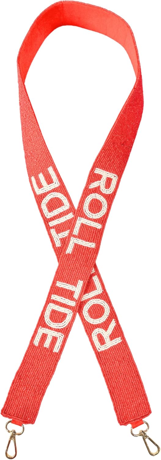 Lashicorn Alabama Football Beaded Purse Strap College University Game day Clear Bag | 49” Crimson White AL