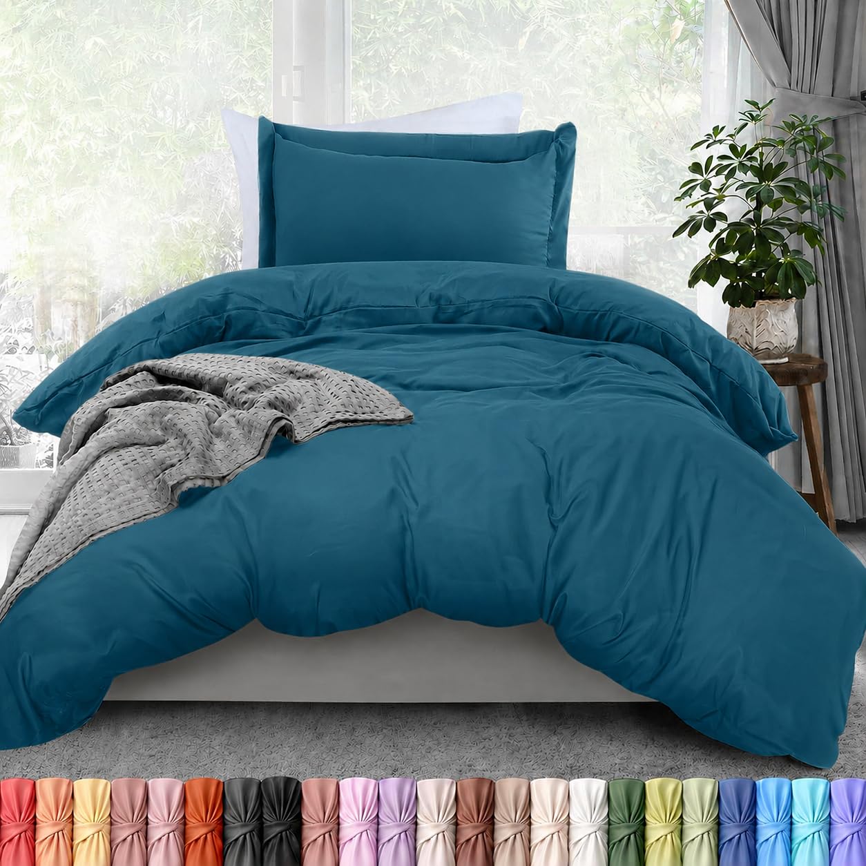 Utopia Bedding Duvet Cover Twin Size - 2 Piece with Zipper Closure - 1 Comforter Cover 68X90 Inches & 1 Pillow Sham 20X26 Inches (Blue Heaven) Comforter Not Included