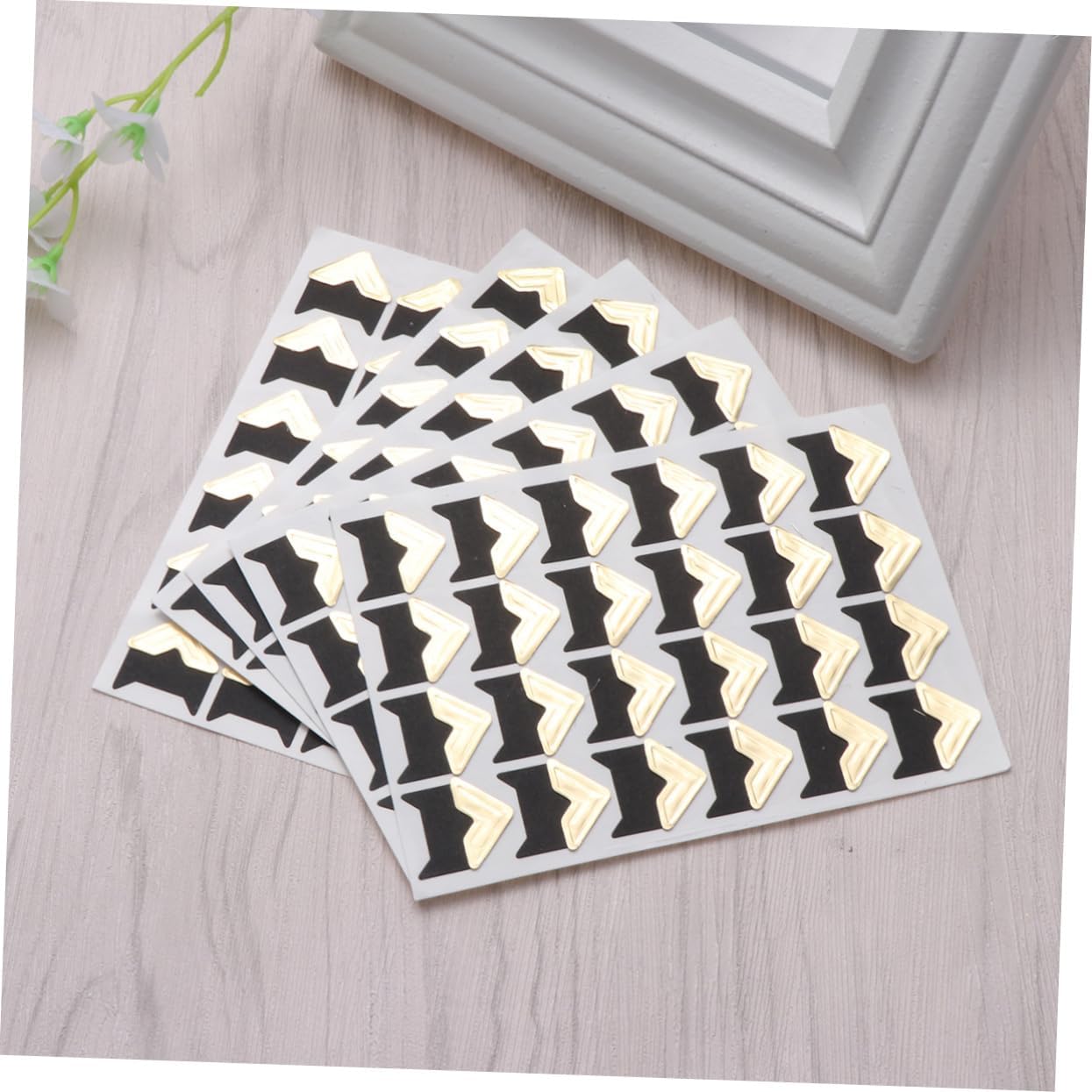 OSALADI 15 Sheets DIY Photo Corners Self Adhesive Multicolor Sticker for Scrapbooking Photo Albums and Memory Books Includes Black Gold and Rose Gold Each