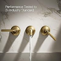 Vista 3 de Kohler T26439-4-2MB Tone Wall-Mount Bathroom Sink Faucet Set, Bathroom Faucet with Two Lever Handles, Vibrant Brushed Moderne Brass