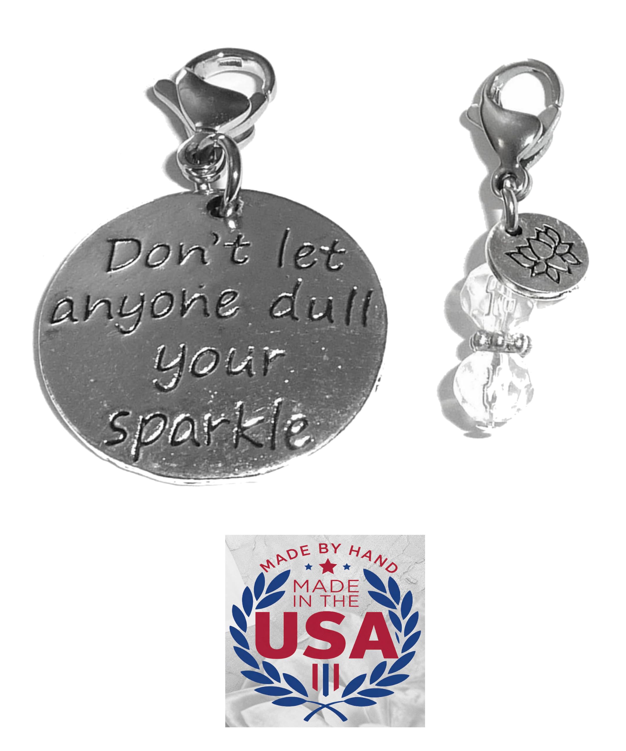Hidden Hollow Beads Clip On Charm for Purse, Handbag, Keychain, Zipper Pull, Backpack, Jewelry Accessory, USA