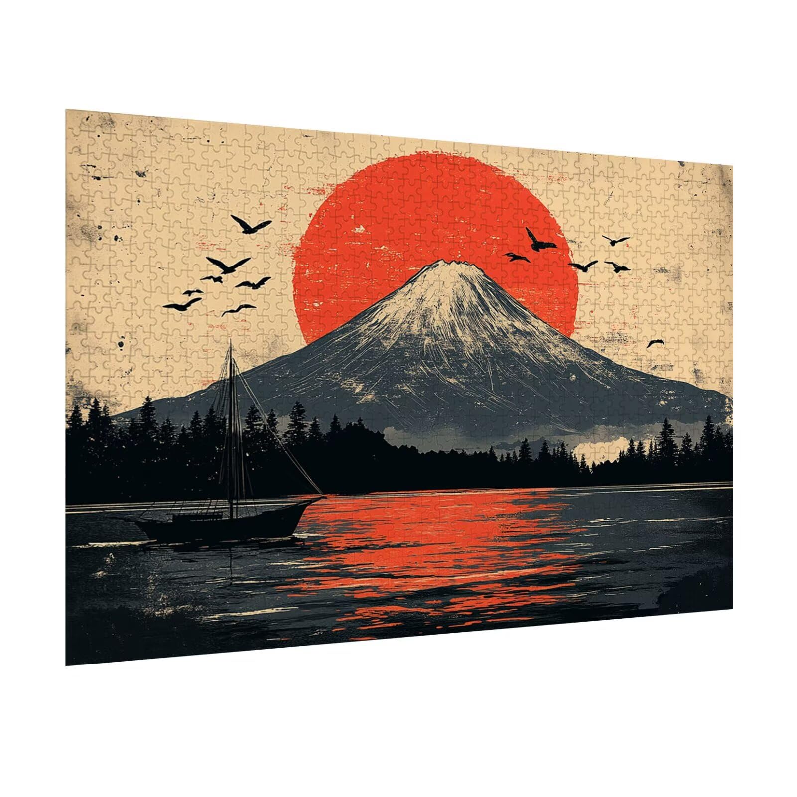 Puzzle 1500 sztuk Zachód słońca Trudne drewniane puzzle, n-466 | Niemożliwe wyzwanie, inteligentna gra zręcznościowa, gry logiczne dla całej rodziny, zaśnieżone góry