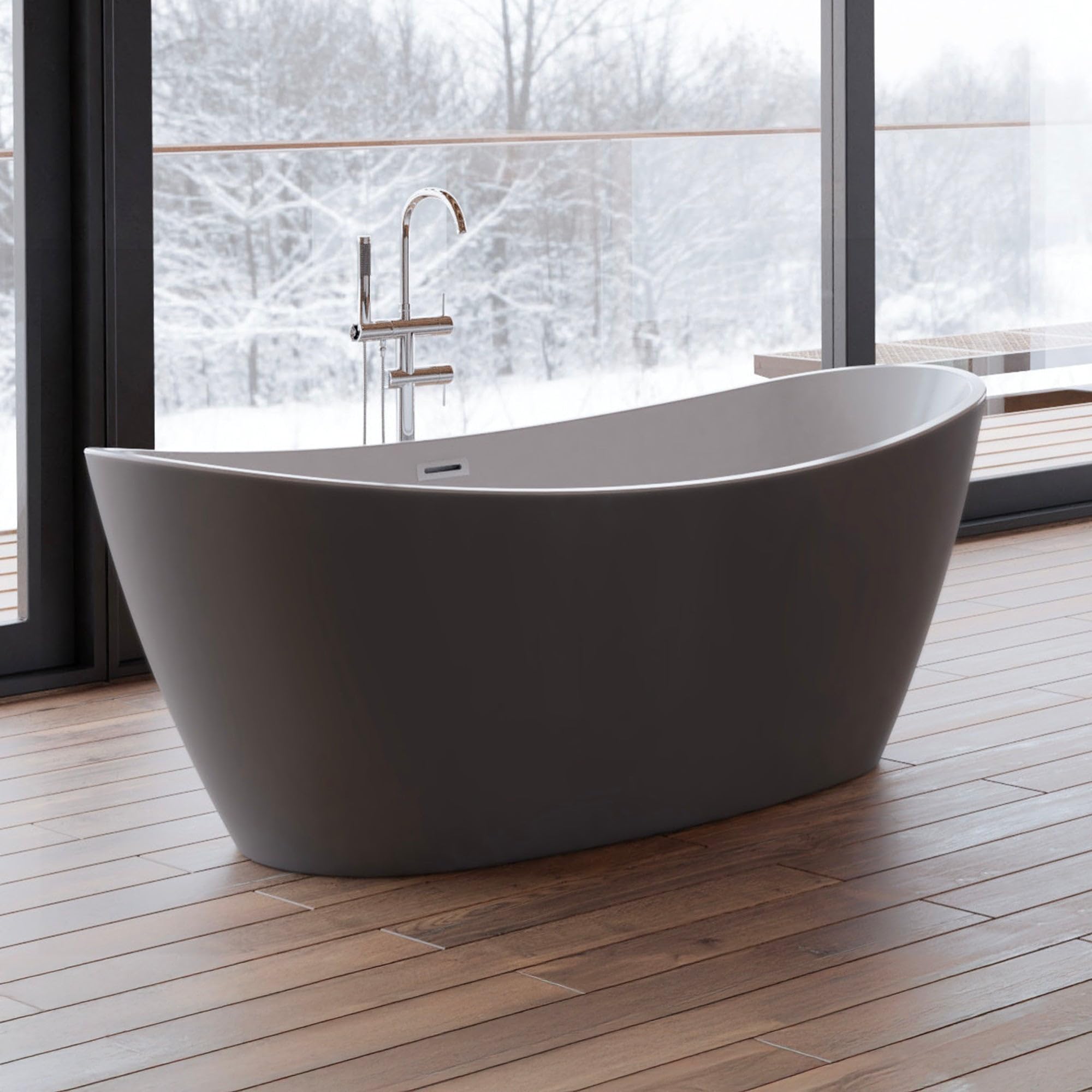 SPALINA NEROON 2.0 Grigia, Vasca freestanding Ovale L 170 x l 80 cm