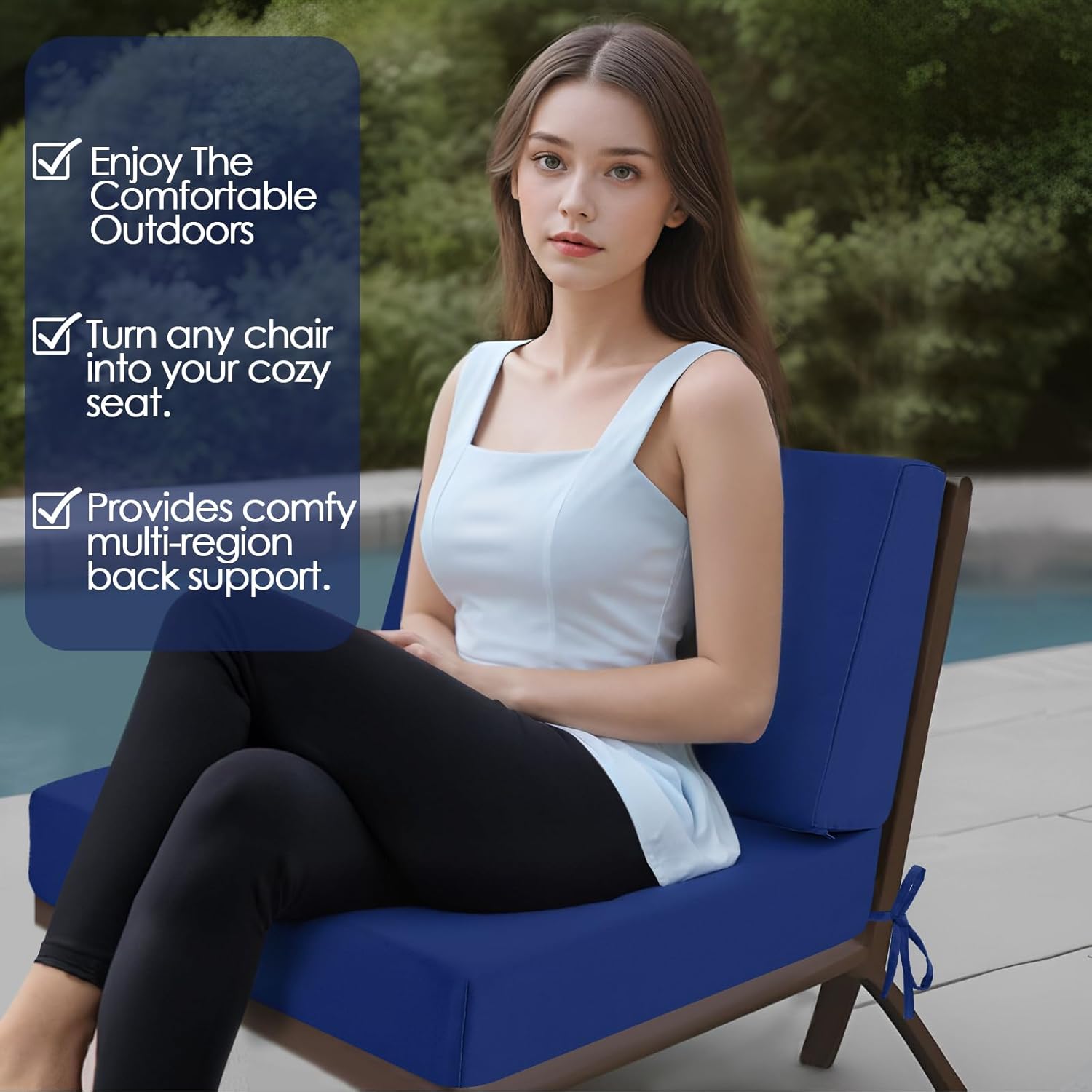 Outdoor Cushions for Patio Furniture, Outdoor Seat and Back Cushion, Waterproof Hampton Bay Deep Seat Replacement Couch Cushions for Garden Lawn, 26.5x26.5 Navy