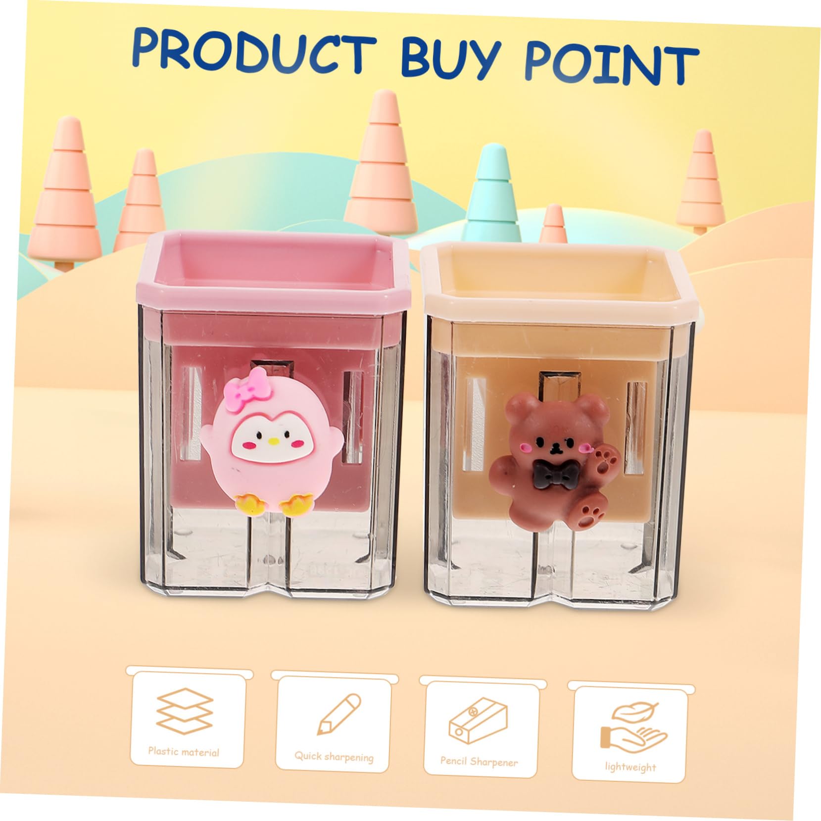 Taille-crayons et Design Créatif pour Garçon et Filles 2pcs en Plastique Double Trou, Opération Manuelle pour L'école et Fournitures Scolaires