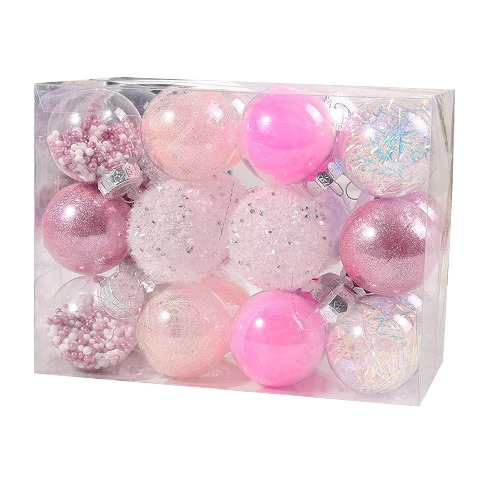 Boules de Noël rose lot de 24 décorations à suspendre pour sapin