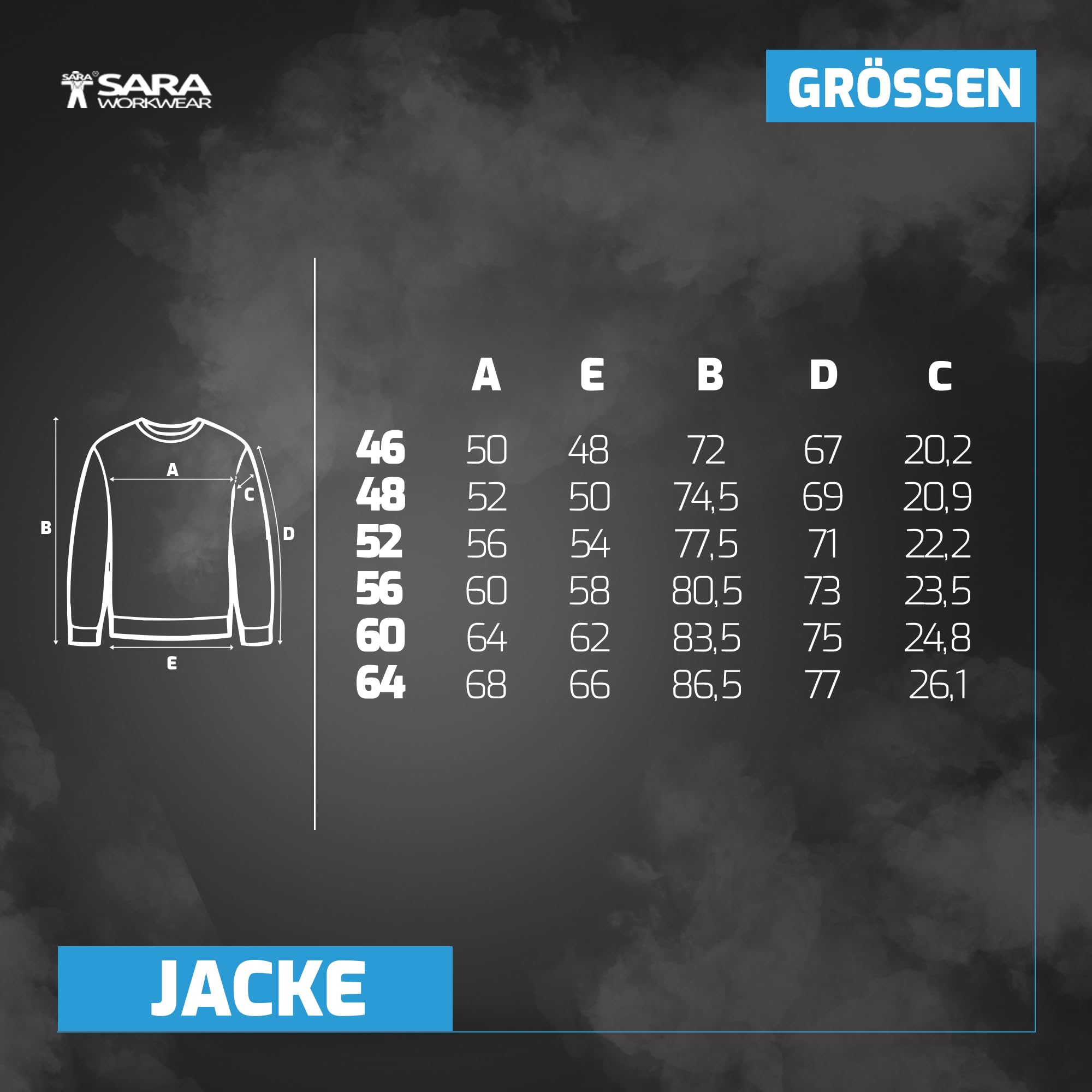 SARA Arbeitsjacke Herren - Arbeitskleidung Herren mit Stretch - Multifunktionale Bundjacke mit Reflektierenden Elementen - Arbeitsbundjacke für alle Jahreszeiten Gr.46-64