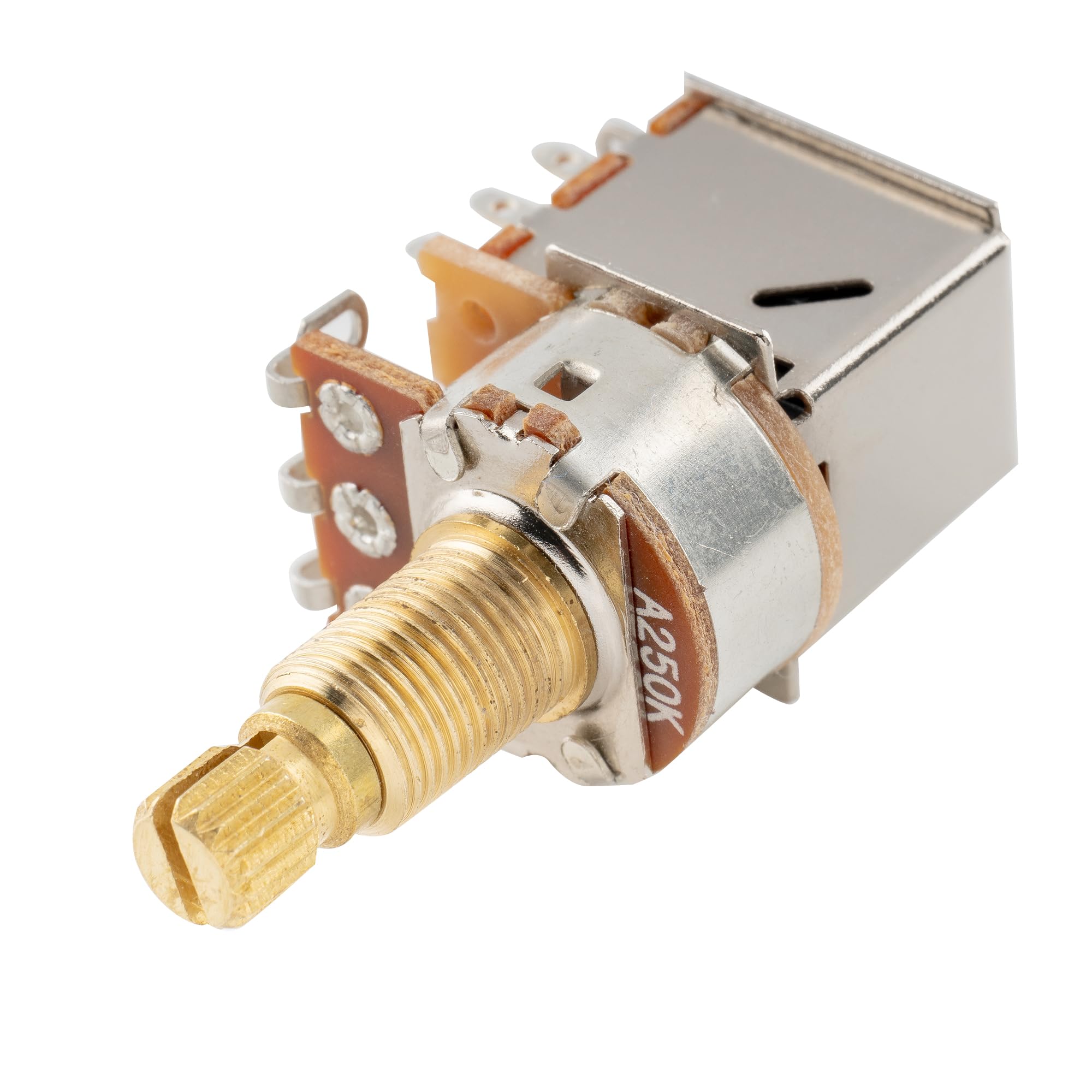 Musiclily Pro Brass Full Metryczna Potencjometr Gitaryowy Push Pull A250K Logarytmiczny do Gitary Elektrycznej i Basowych (2 szt.)
