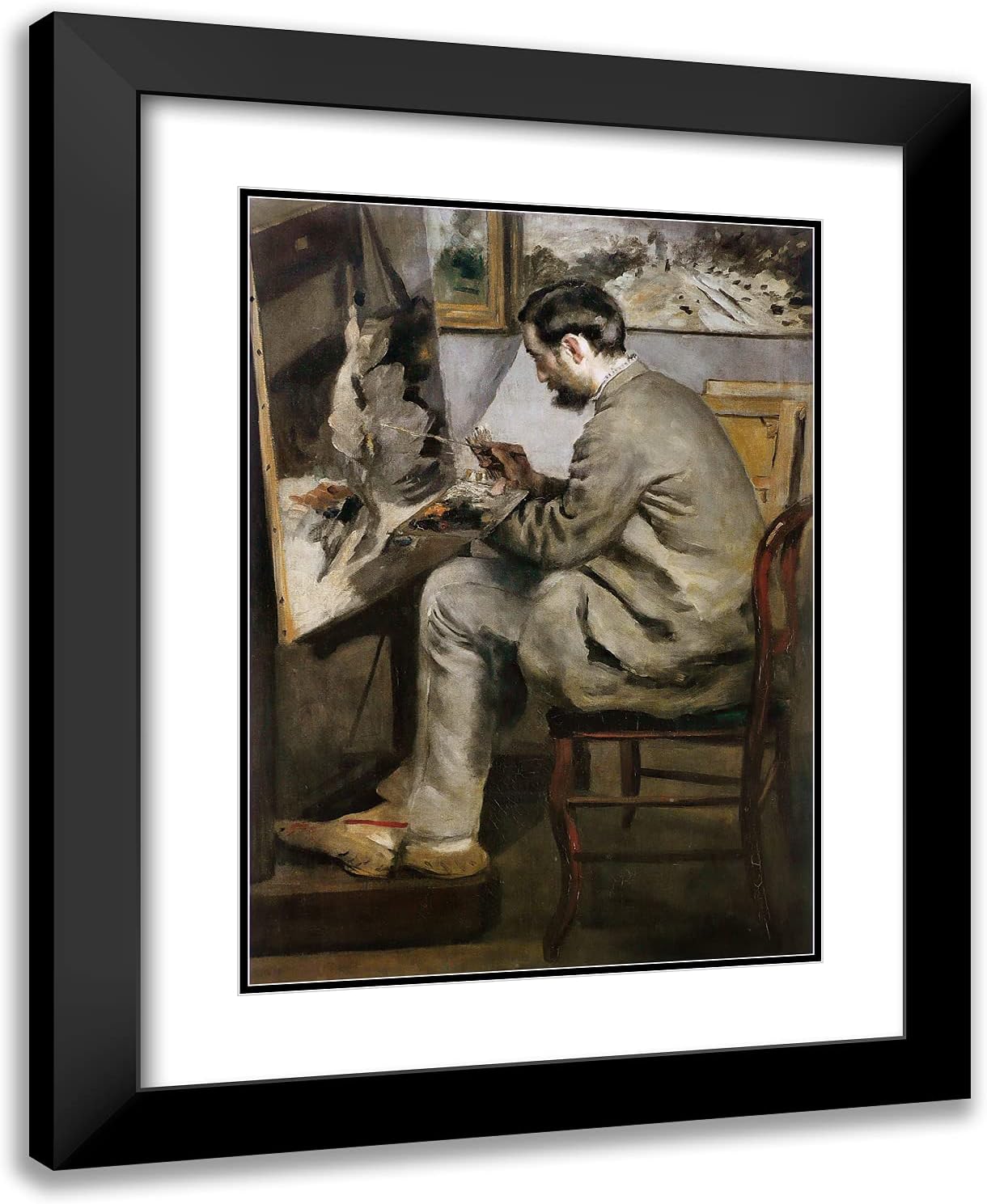 ArtDirect Bazille, Frederic 19x24 Gold Ornate Framed Art Print with Double Matting Titled: Pierre Auguste Renoir