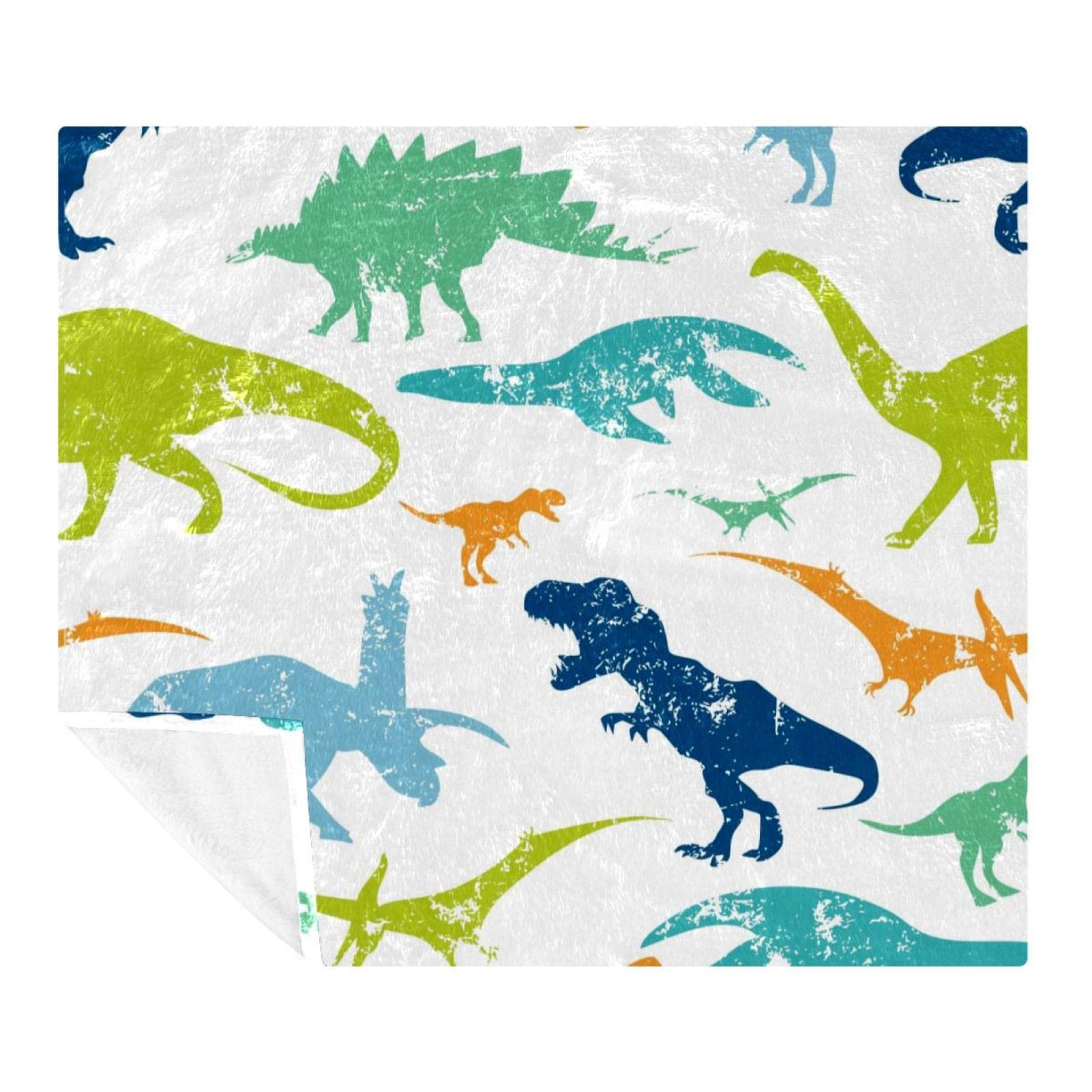 Couverture douce lit enfant motif dinosaure et plaid canapé microfibre