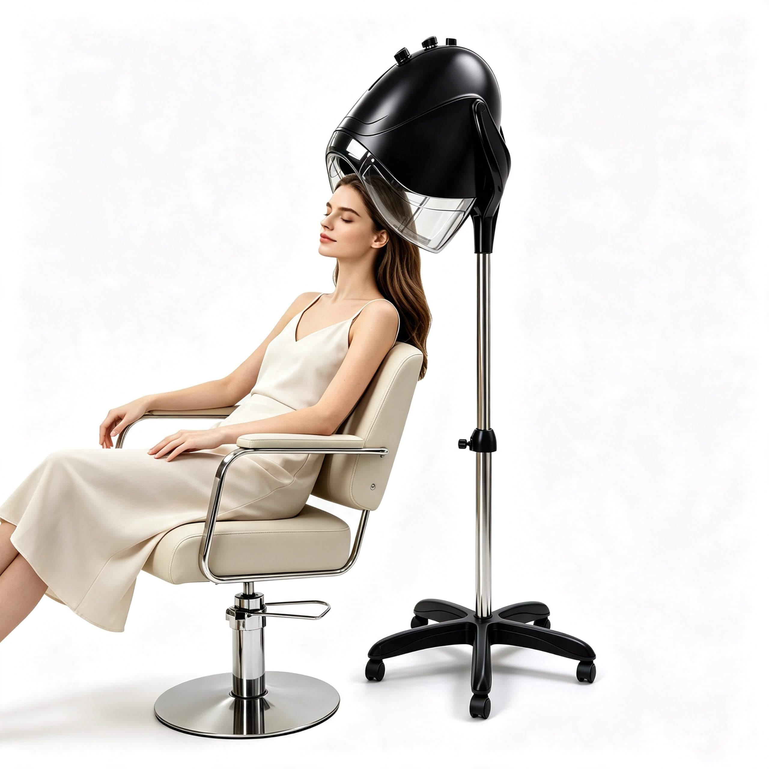 Elitzia Secador con capucha Peluquería Cuidado del cabello con capucha Seco para cabello ET194 (Soporte en forma de U, Negro)