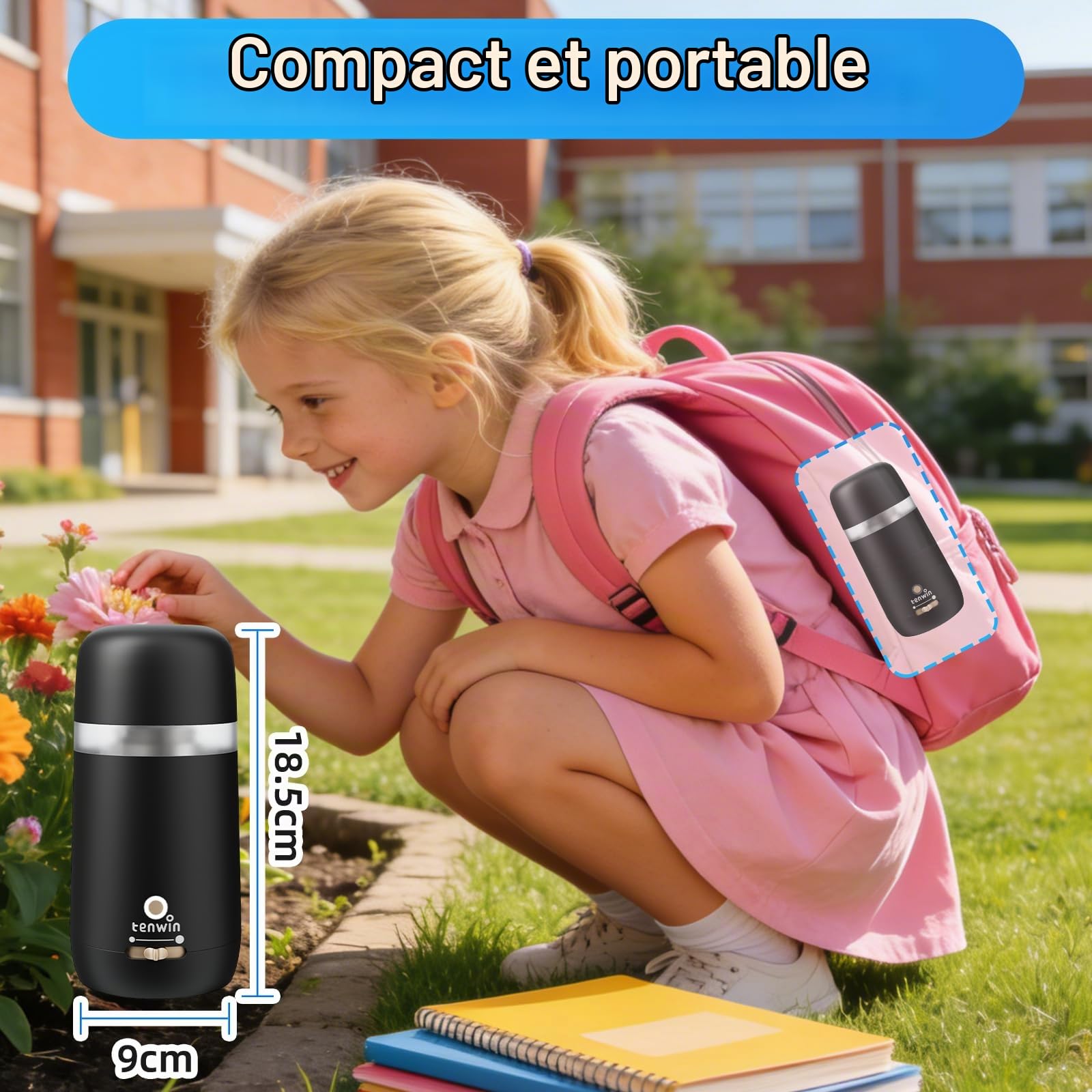 tenwin Taille-crayon électrique entièrement automatique, rechargeable et portable, taille rapide des crayons et crayons de couleur de 7 à 12 mm, idéal pour la maison, le bureau et l'école (noir)