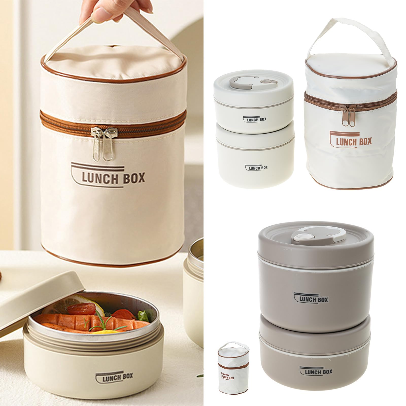 Fiambrera de comida caliente a prueba de fugas, contenedor de acero inoxidable a prueba de fugas, contenedor aislado con bolsa para adultos