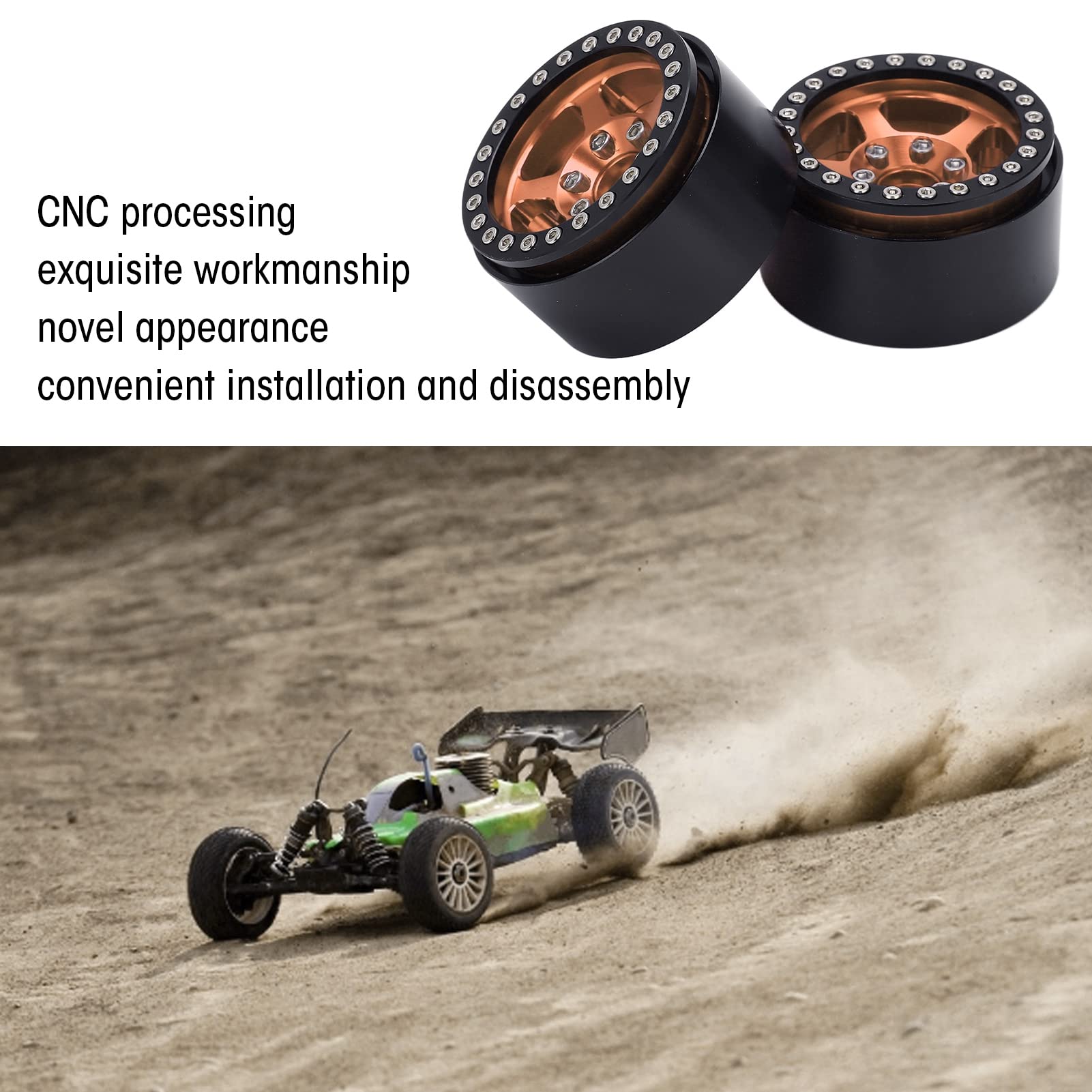 4 RC-Radreifen Für 1/10 Flachbett-Autos – Gummi, 65 Mm Durchmesser, Mit Nabenflossen, Gelb