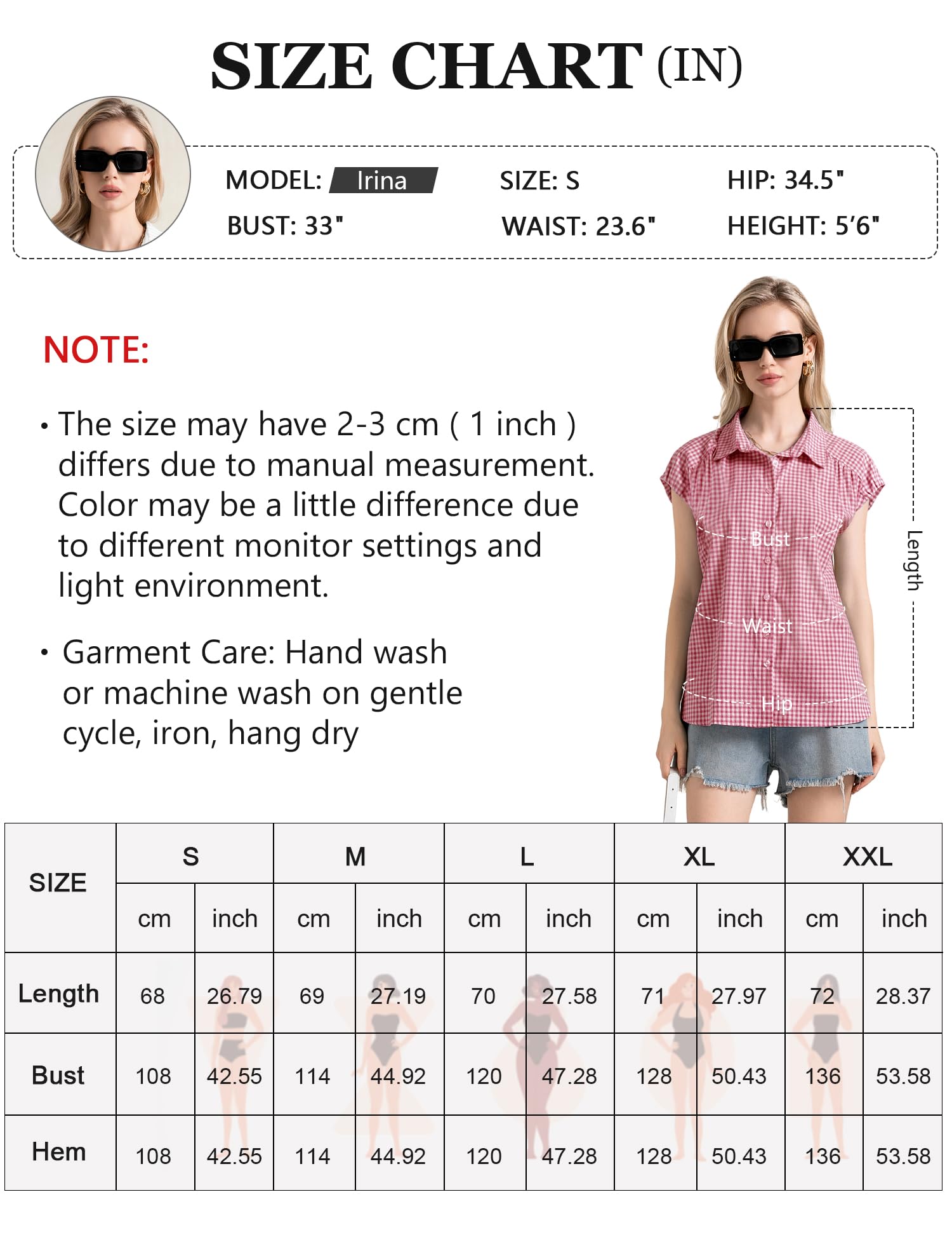 EFFAN Blusa de algodón para mujer, con manga casquillo, cuello en V, para verano, con botones, holgada, para el trabajo 2025