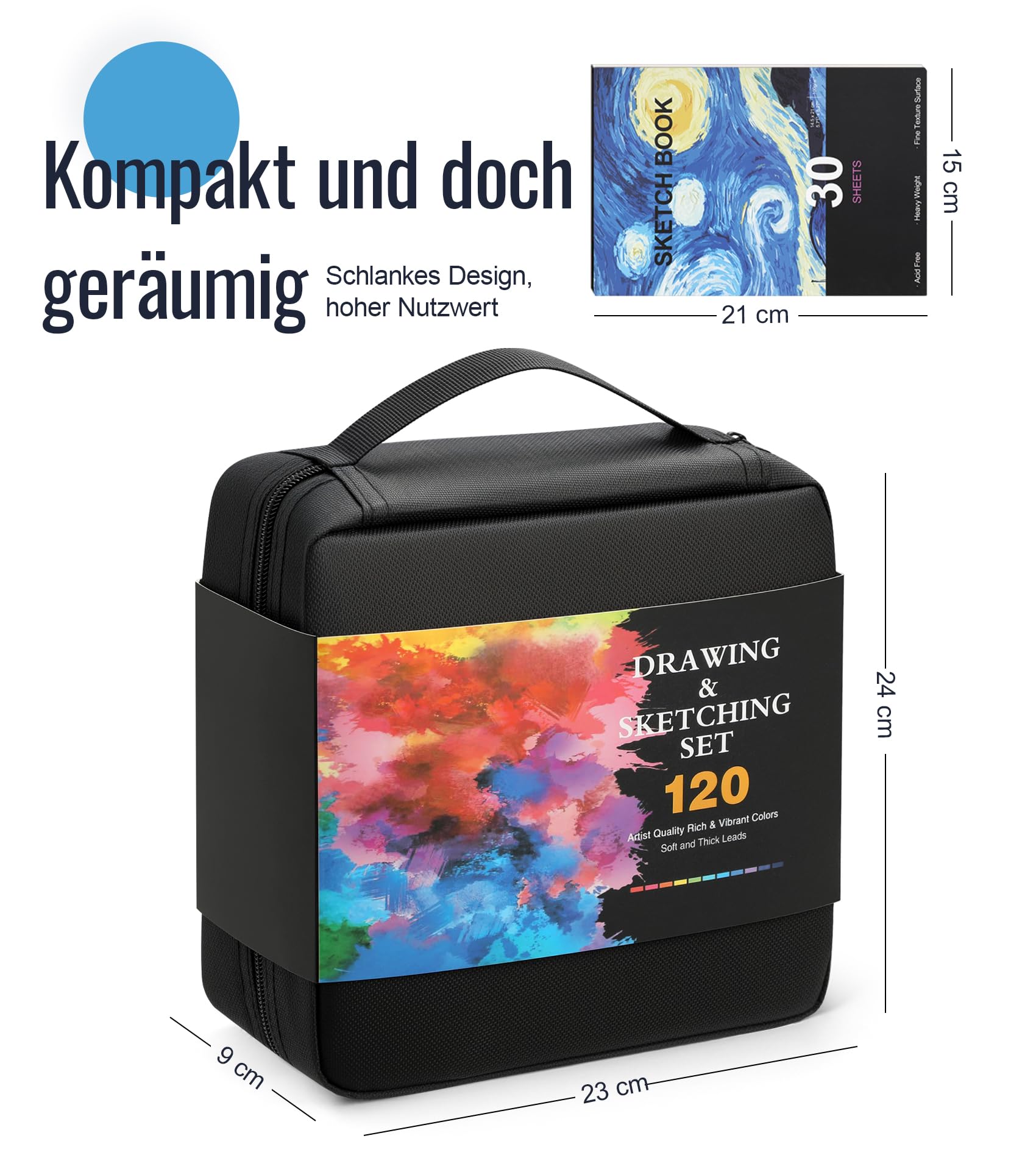 Castle Art Supplies 120 Buntstifte Set | Hochwertige Farbminen mit weichem Kern für erfahrene