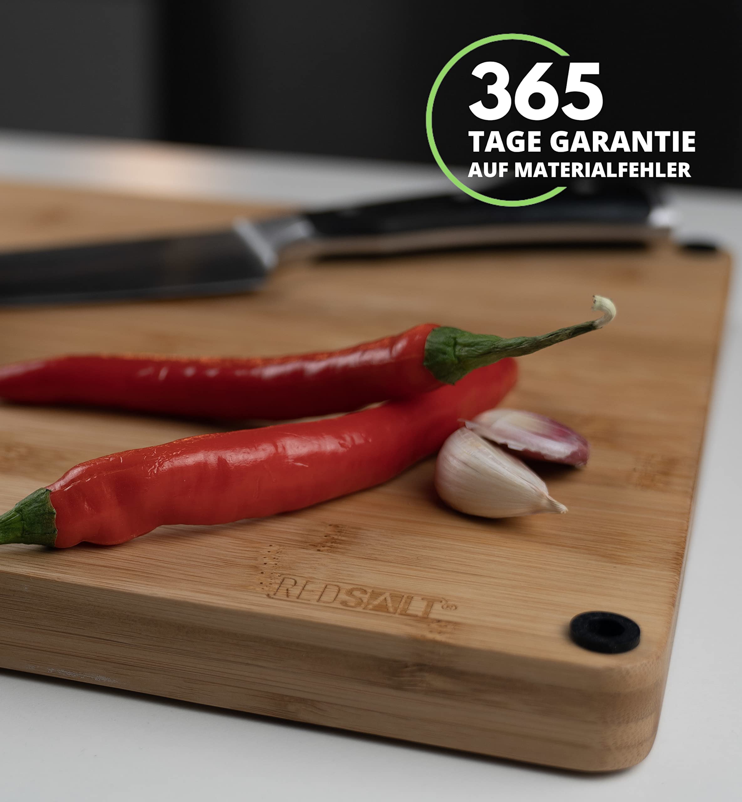 REDSALT® innowacyjna bambusowa deska do krojenia zestaw 3 szt. antypoślizgowa | certyfikat FSC | 38x26 32x22 26x18cm może być używana dwustronnie | antybakteryjna | z rowkiem na sok | deska gotowania