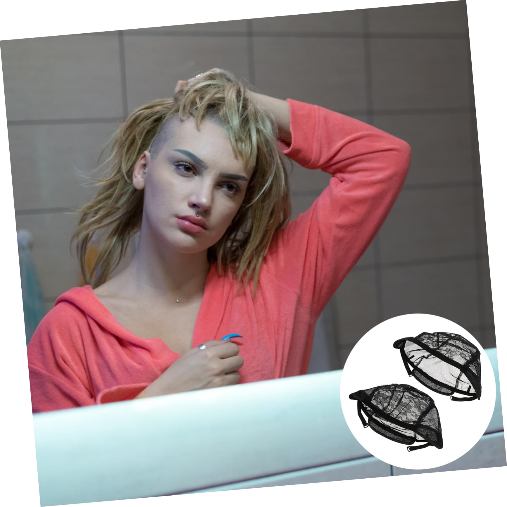 minkissy 12 Piezas Gorro de peluca de encaje Red elástica para pelucas Red de encaje para pelucas Red para pelucas ajustable Malla red para el cabello sombrero casquillo de la peluca tela