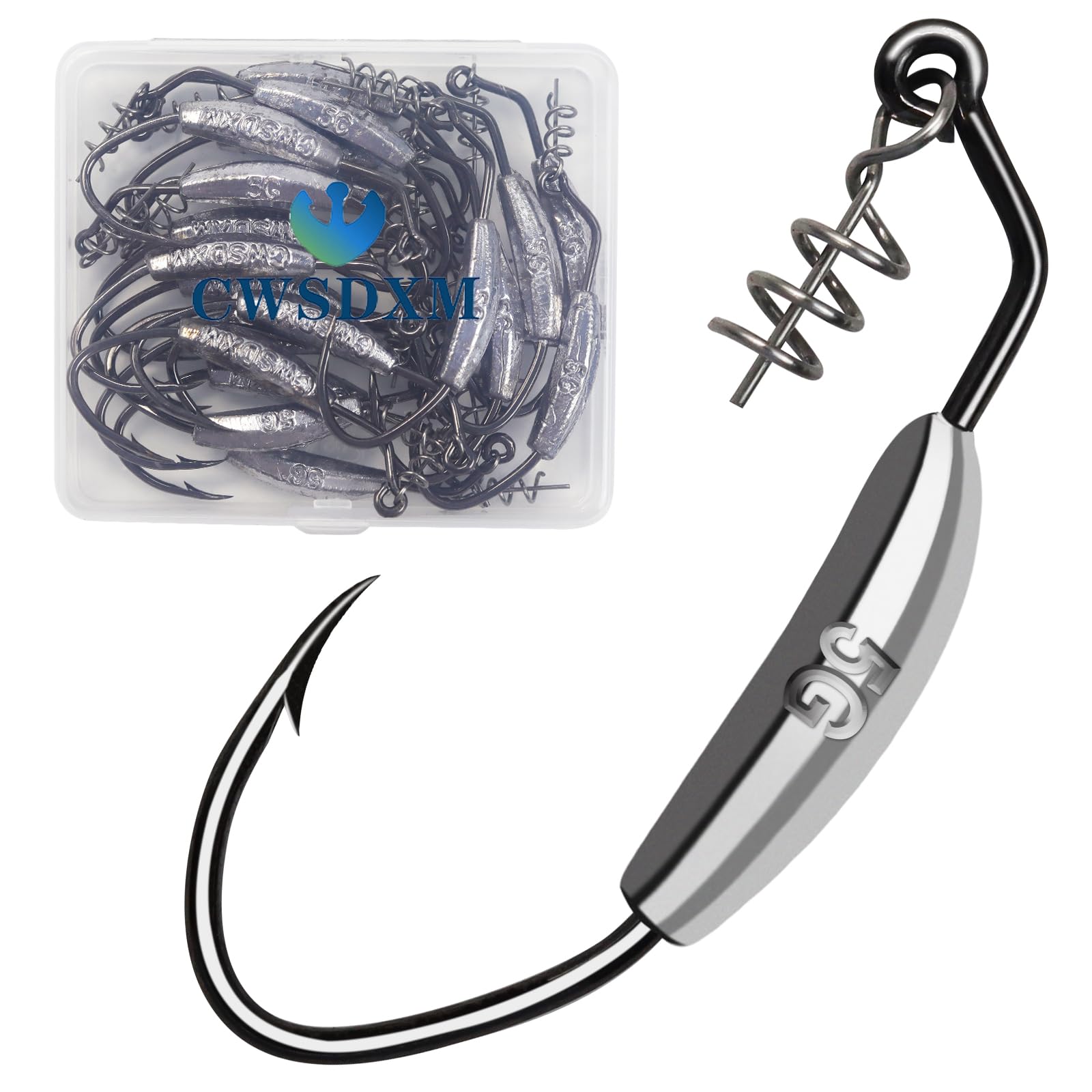 CWSDXM Twistlock Fishing Hooks, Swimbait Hooks Belly Offset Hooks Weighted Hook 1/0 3/0 4/0 for Soft Plastics Lures Fishing Saltwater Freshwater