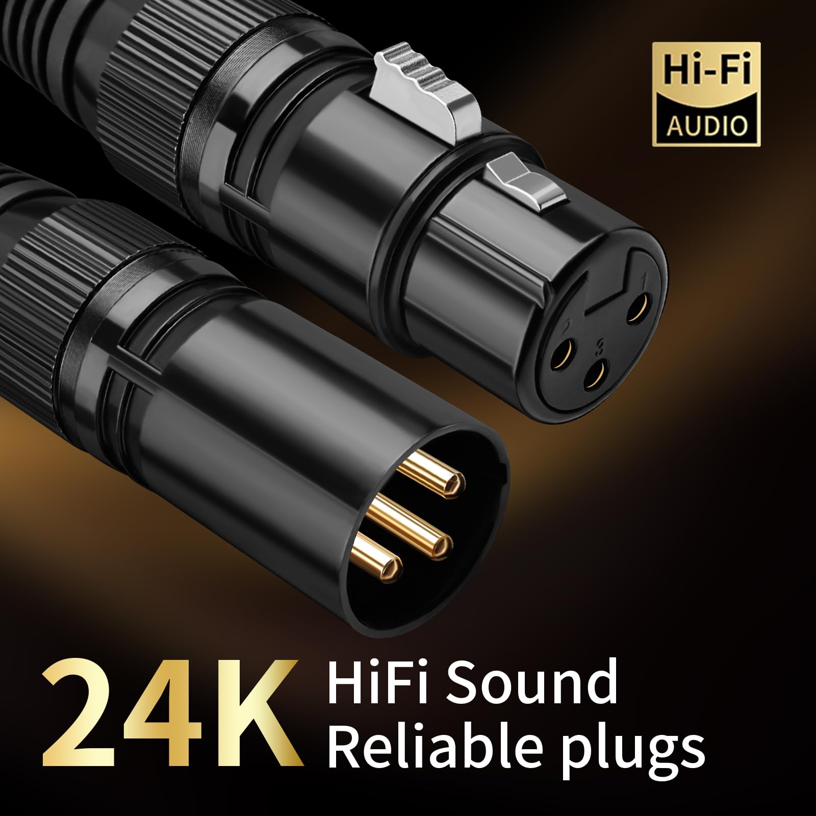 HiFi Audiokabel, 2 XLR-Stecker auf 2 XLR-Buchsen, Nylongeflecht, audiophil, 4 N, sauerstofffreier Kupferkern (3 m)