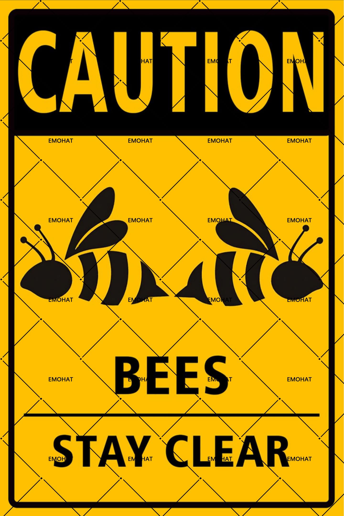 Caution Bees Stay Clear Metal Tin Sign, Aluminum Warning Sign, 8x12 Inch Bee Wall Decor for Garden & Yard, Rustic Farmhouse Outdoor Indoor Decor