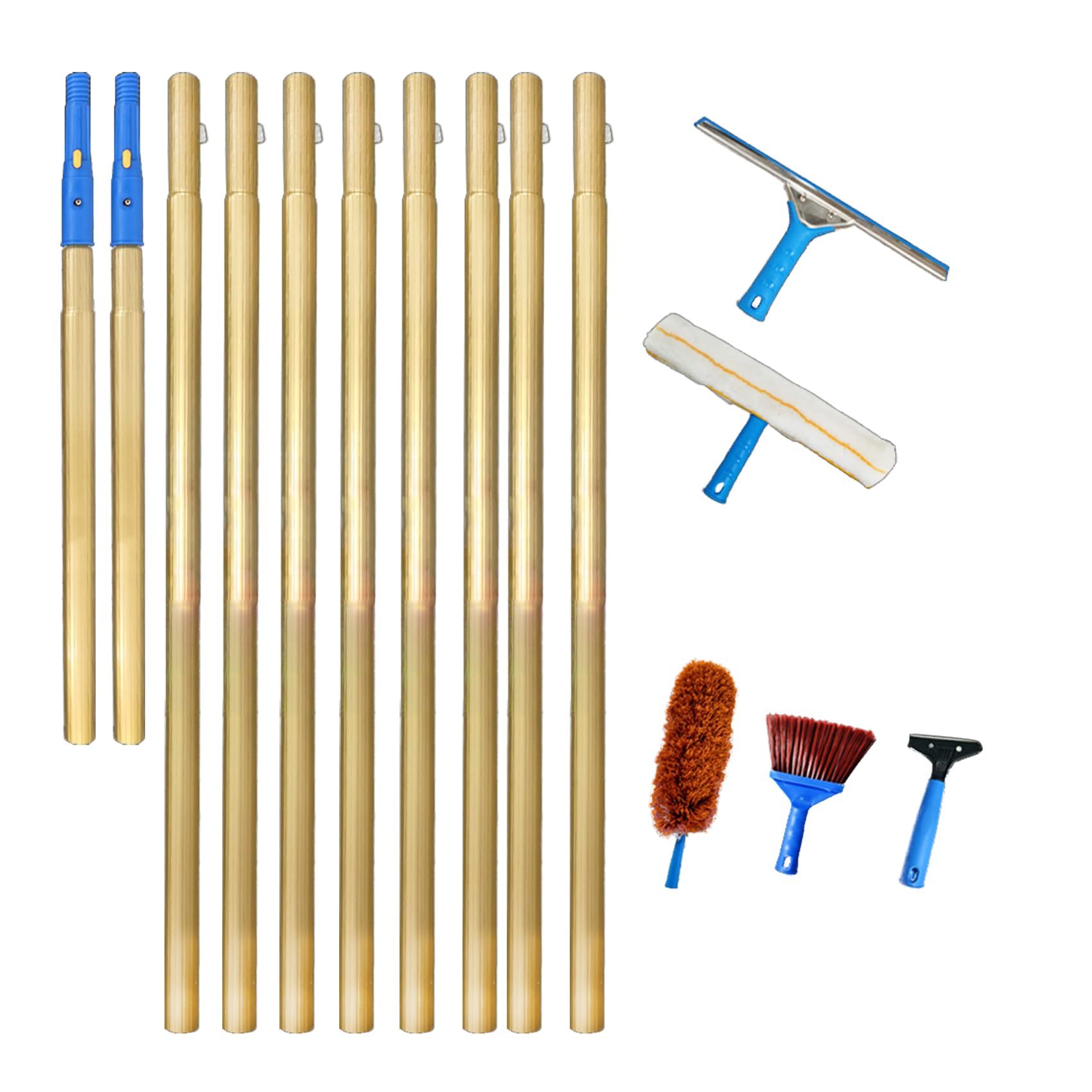 Window Cleaning Tool, Professional Water Squeegee With Titanium Extension Pole 13m, Glass Cleaning Tools for Bathroom Shower Tiles Glass High Windows Kitchen Drying Wet Room