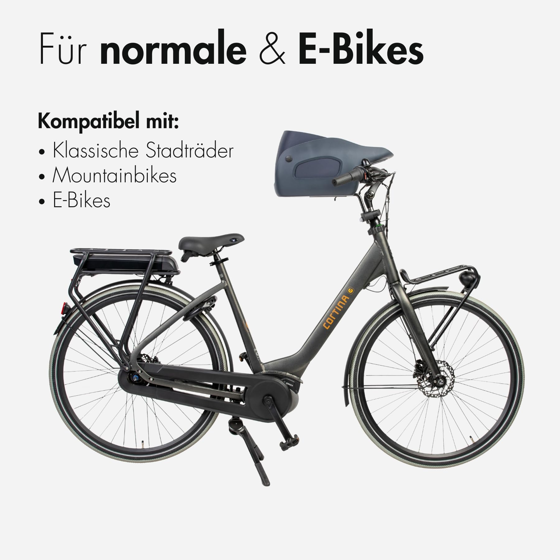 Fahrradkorb Hund Vorne bis 12 kg - Hundekorb Fahrrad E-Bike - Grau M