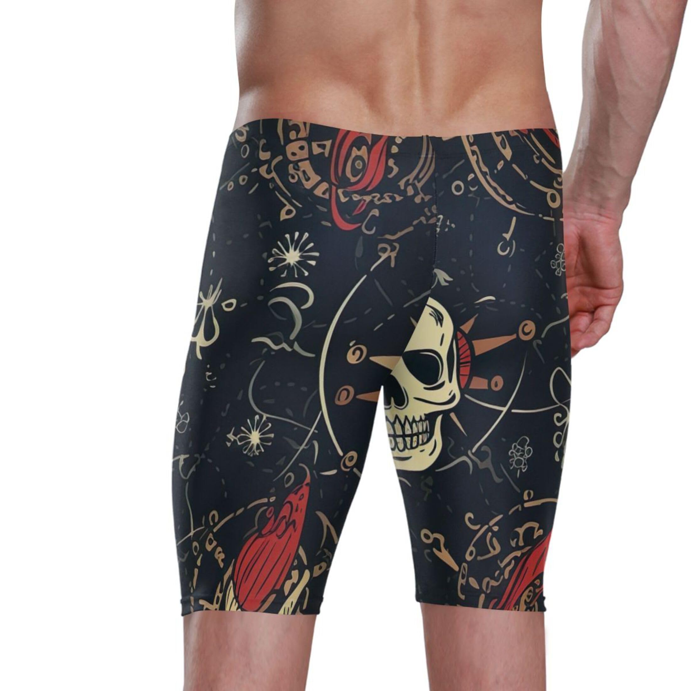 Sugar Skull Skeleton Gothic Men's Swimsuit Swim Jammers L B0400565