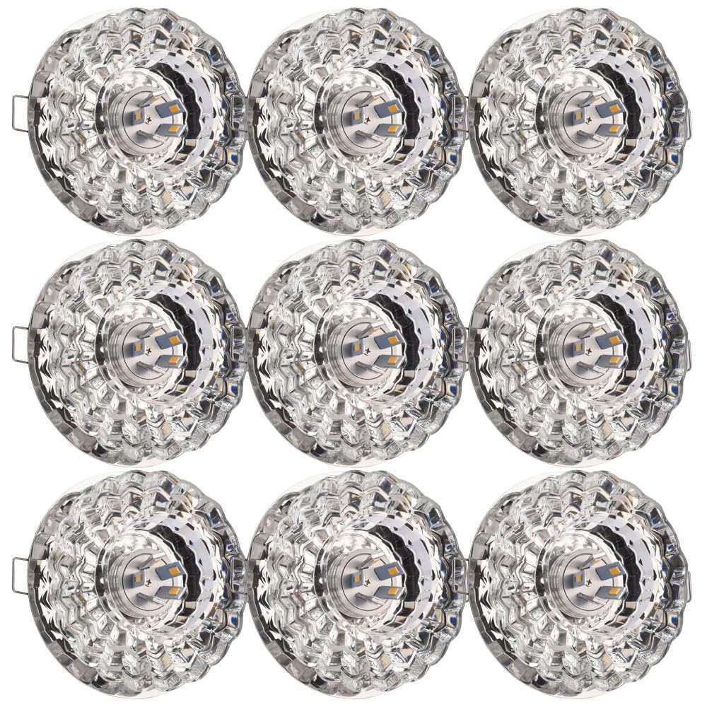 Plafonnier LED intensité variable lot de 9 encastrés en cristal brillant pour salon