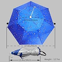 Vista 8 de NEW-Vi - Sombrero paraguas de pesca plegable ajustable, 37.4” extragrande, con manos libres, 7 nervaduras, impermeable, anti-UV, para pesca