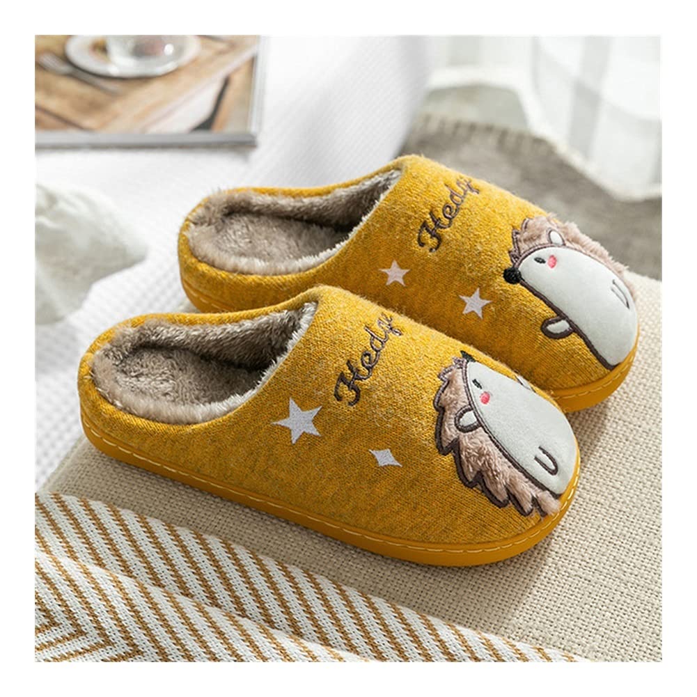 Pantofole in Cotone Autunno e Inverno casa Calda Maschio in Cotone Pantofole del Fumetto Riccio Comodo Maschio Pantofole Casual Comodo Scarpe Femmina (Color : Yellow, Shoe Size : 35-36)