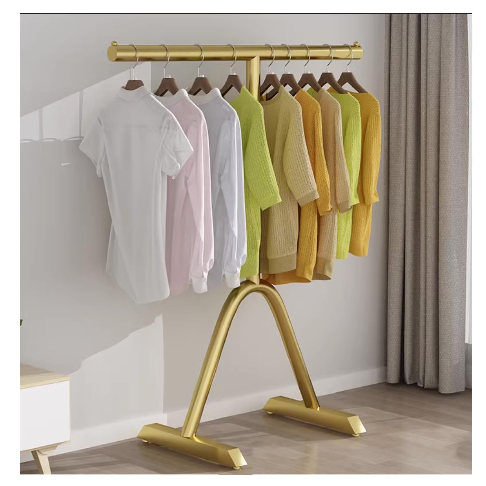 Appendiabiti Appendiabiti in Metallo Resistente, Porta Abiti Ad Asta Singola di Grande capacità per Camera da Letto E Lavanderia, Espositore per Negozi di A(Size:100x40x150CM,Color:Oro
