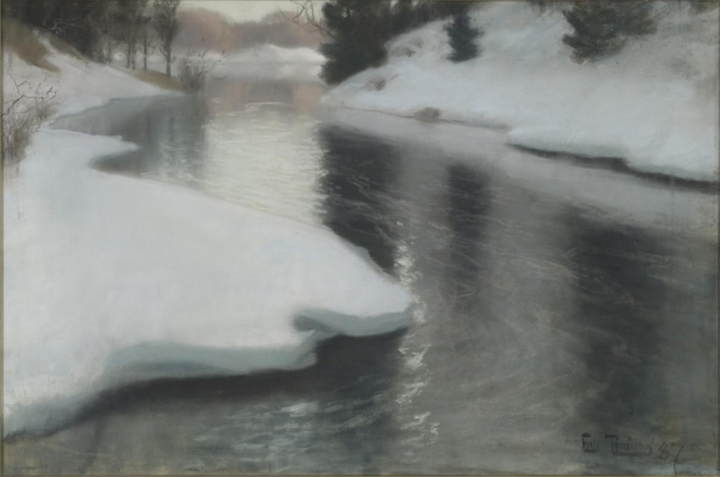 Dégel printanier de Frits Thaulow Impression pour Salon Moderne - 5