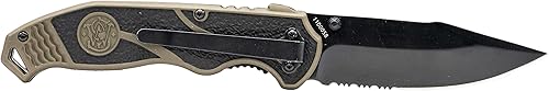 Miniatura 2 de Smith & Wesson SWAT II 8.5 pulgadas SS Spring Assisted cuchillo plegable con 3.5 pulgadas punto de caída dentado y mango de aluminio de goma para