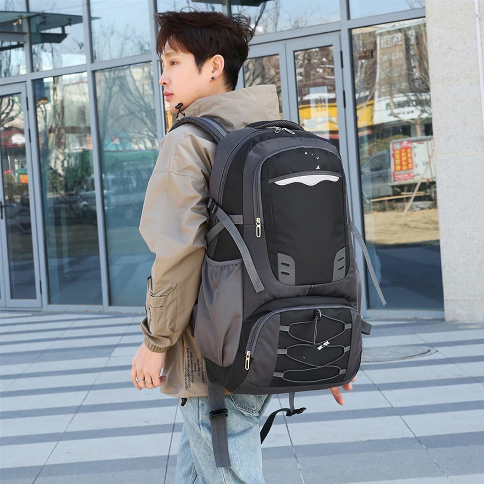Plecak Turystyczny Plecak Trekkingowy 60L Plecak Kempingowy, Plecak Turystyczny, Plecak Turystyczny Dla Mężczyzn I Kobiet, Wspinaczka Górska Torba Alpinistyczna(Black)