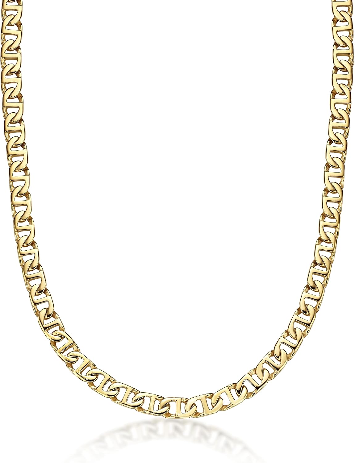 Metro Jewelry Stainless Steel Mariner Link Necklace for Men with Yellow Gold or Black Ion Plating 20 to 30 Inch Chain with Lobster Claw 10MM