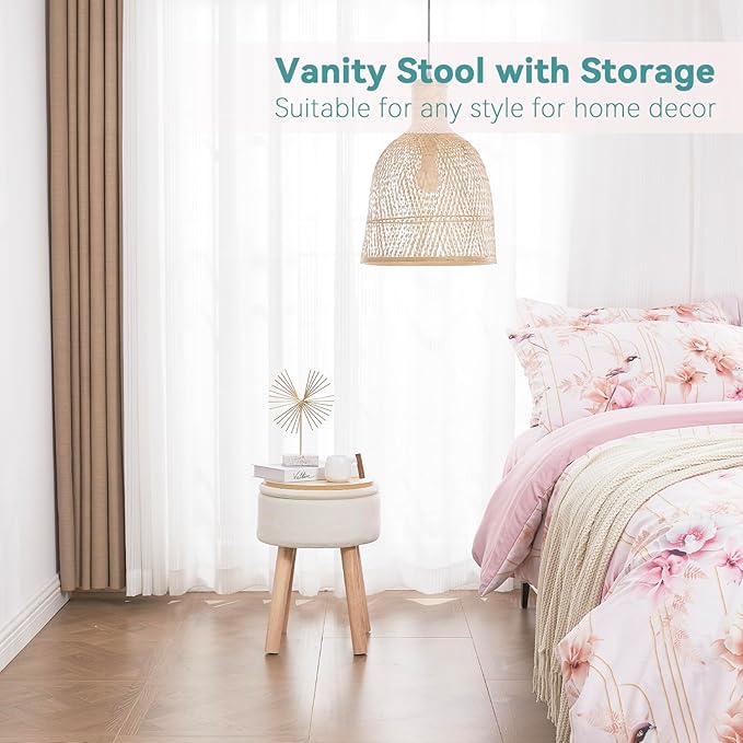 Silla De Oficina Tapizada Beige Con Almacenamiento Y Base De miniatura 7