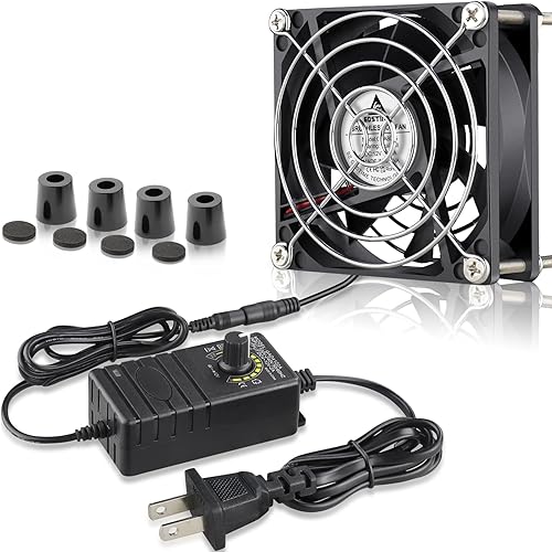 Miniatura 1 de GDSTIME Ventilador de computadora de 3.150 in x 0.984 in con enchufe de CA 100 V-240 V controlador de velocidad variable para módem terrario router