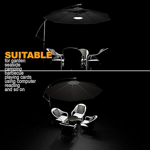 Miniatura 4 de Magictec - Luz para paraguas, 44 luces LED inalámbricas para patio, con 3 modos de iluminación, funciona con 4 pilas AA (no incluidas) para