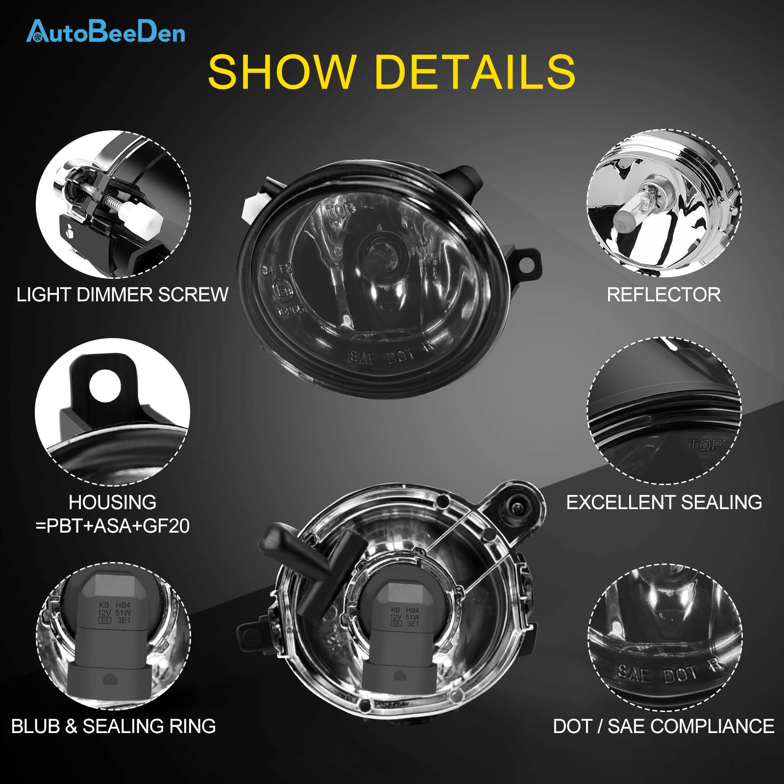 Luces antiniebla compatible con BMW (E46 E39 Parachoques M Tech Paquete deportivo M) Serie 3 5 M3 M5, 09/2000-12/2007, (HB SDN WGN CPE CONV) (Negro)