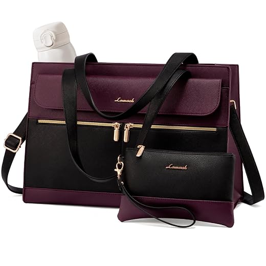 LOVEVOOK Laptop Bag for Women 15.6 Inch Tote Work Professional Leather Computer Briefcase Waterproof Handbag Shoulder Large Capacity Business Teacher Office Crossbody Purse