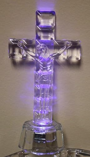 Miniatura 4 de Cruz religiosa de cristal de 5 pulgadas con luces LED