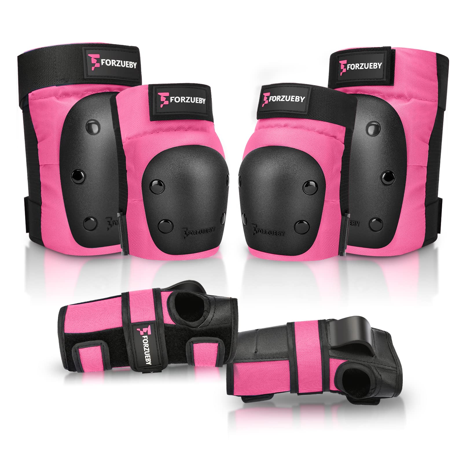 Forzueby Ginocchiere Gomitiere Protezioni per i Polsi 6 in 1 per Adulti/Bambini Set di Protezioni per Pattinaggio a Rotelle in Linea Skateboarding Scooter BMX ECC.