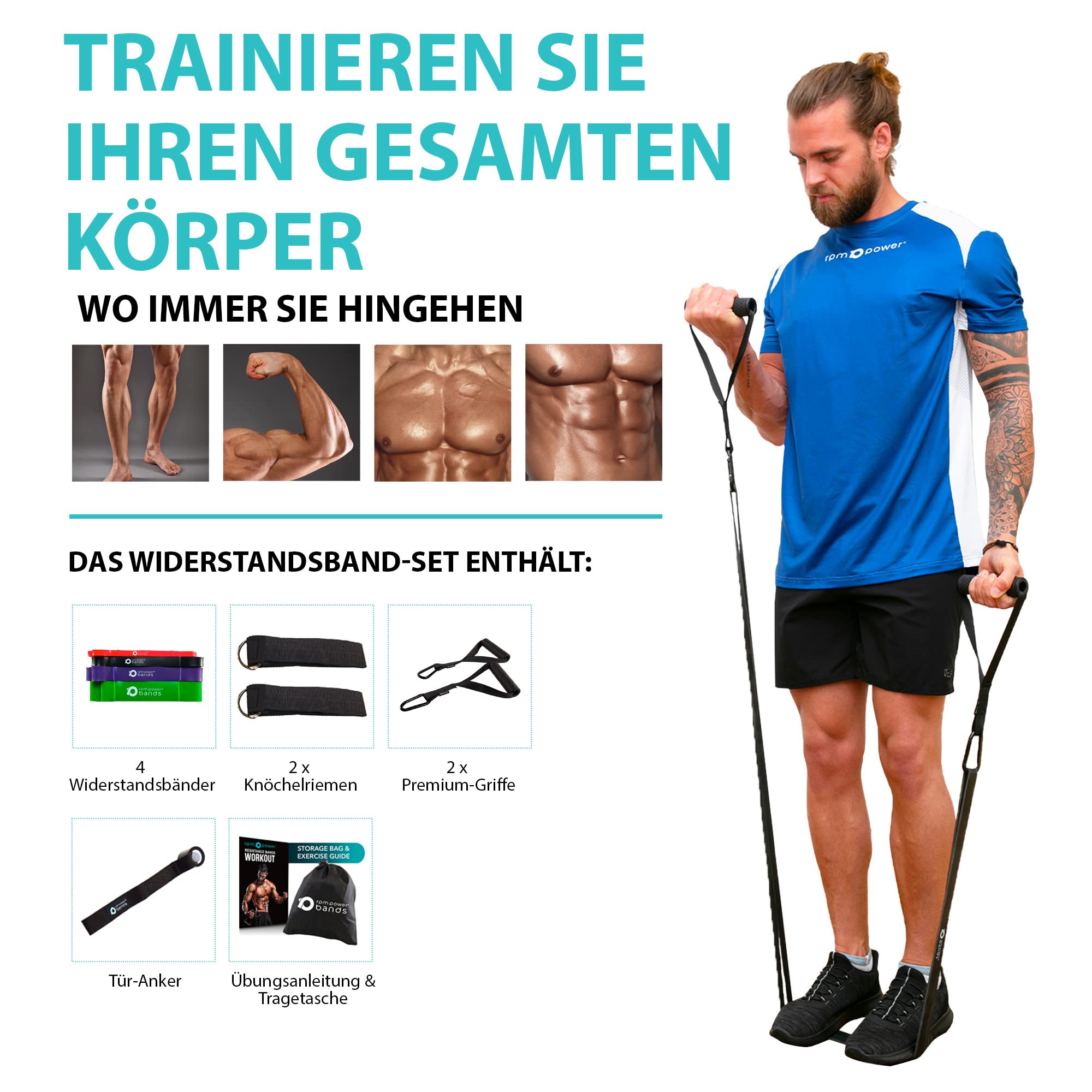 PowerBands Resistance Bänder - Professionelle Widerstandsbänder für Krafttraining, Beweglichkeit, Dehnen, Yoga und Mehr