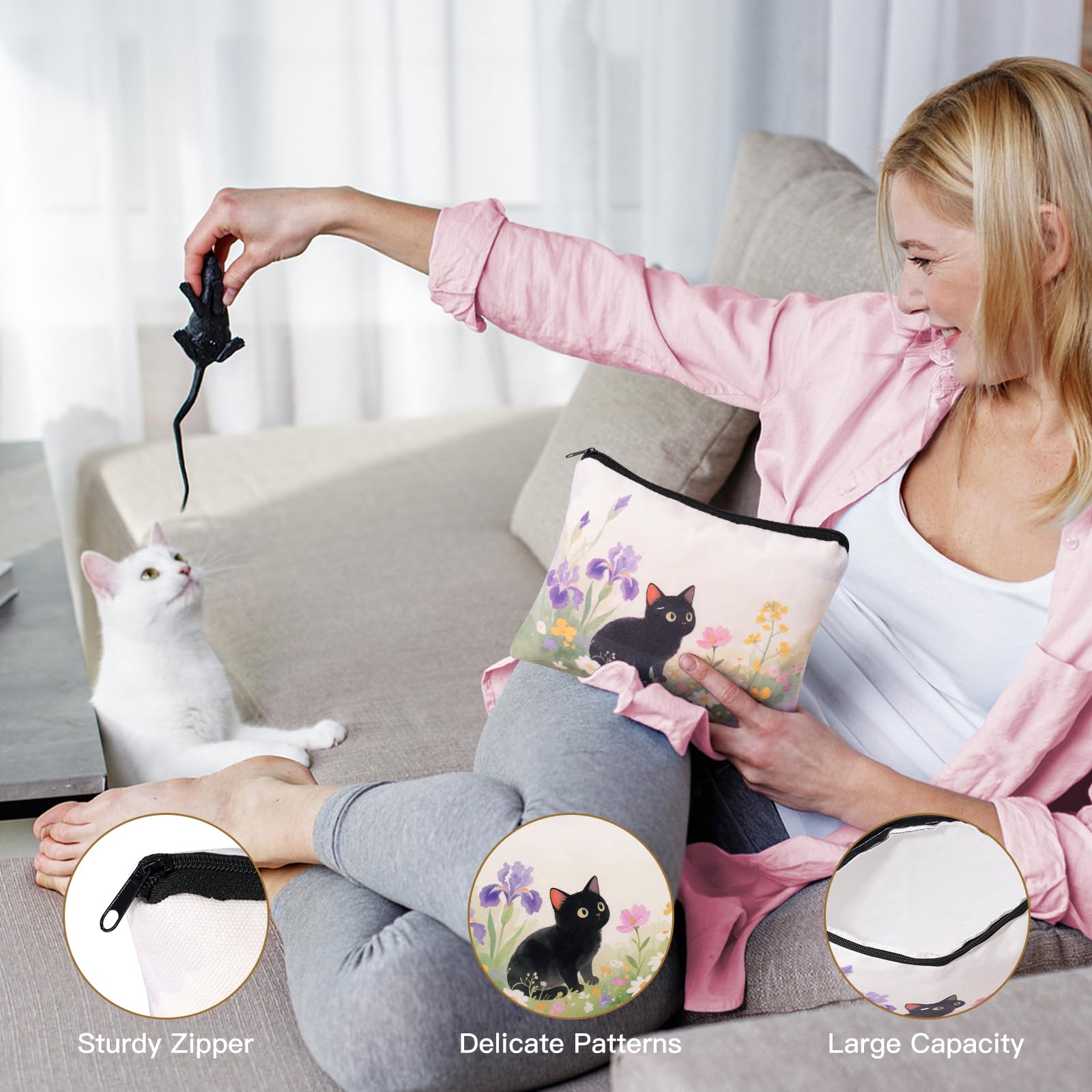 Cat Lover Gifts for Women, Cat Gifts for Women, Cat‘s Themed Gift for Christmas Mothers Day Birthdays, Funny Gift for Cats Lovers for Crazy Cats Lady Mom Daughters with Glass Cup Scented Candle Socks
