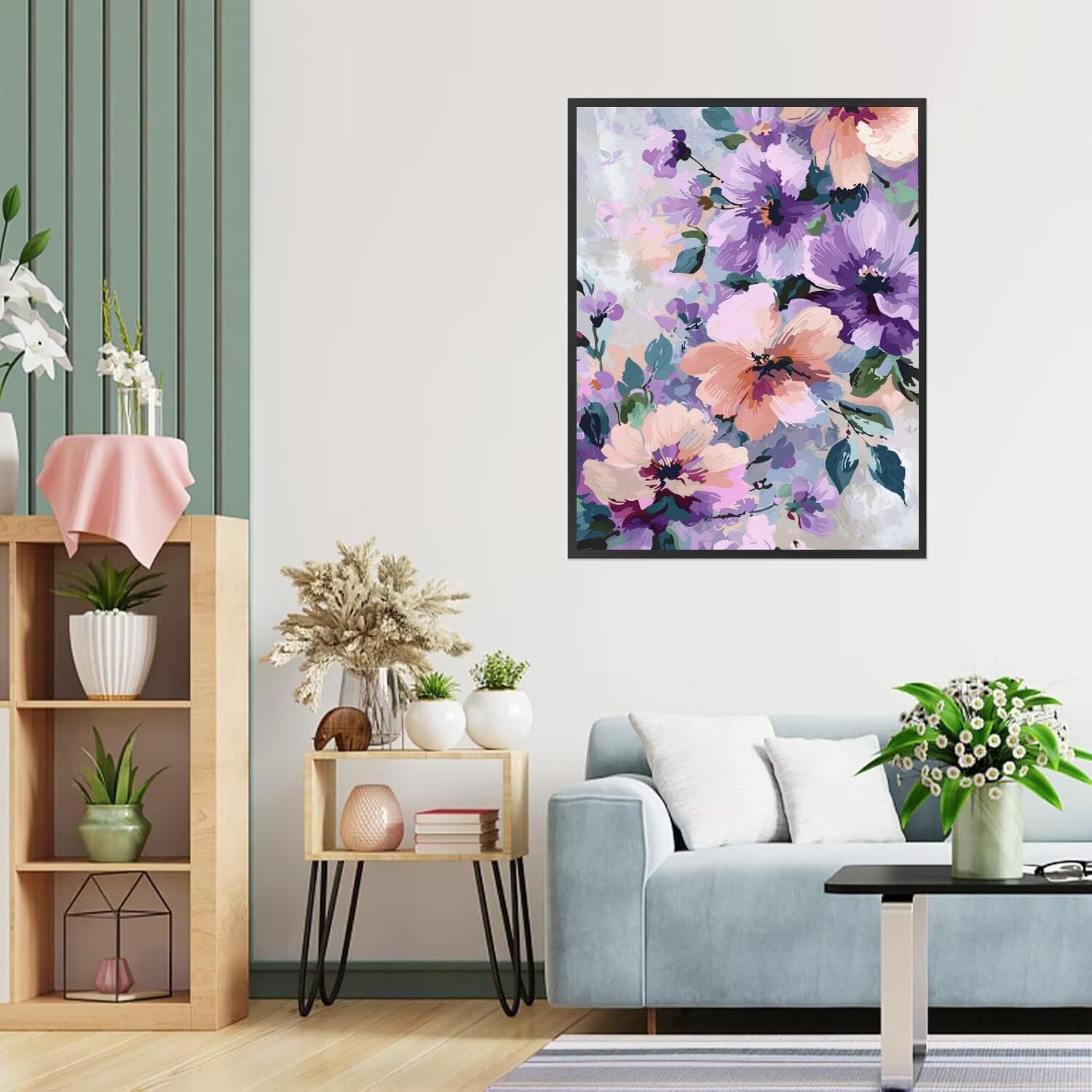 Dipingere con i Numeri Adulti Fiori, Violetta Dipingere con i Numeri Bambini DIY Kit, Set Premium con Pennelli, Decorazione Casa & Creativo Regalo di Compleanno, Attività di Tempo libero 70x95cm z-217