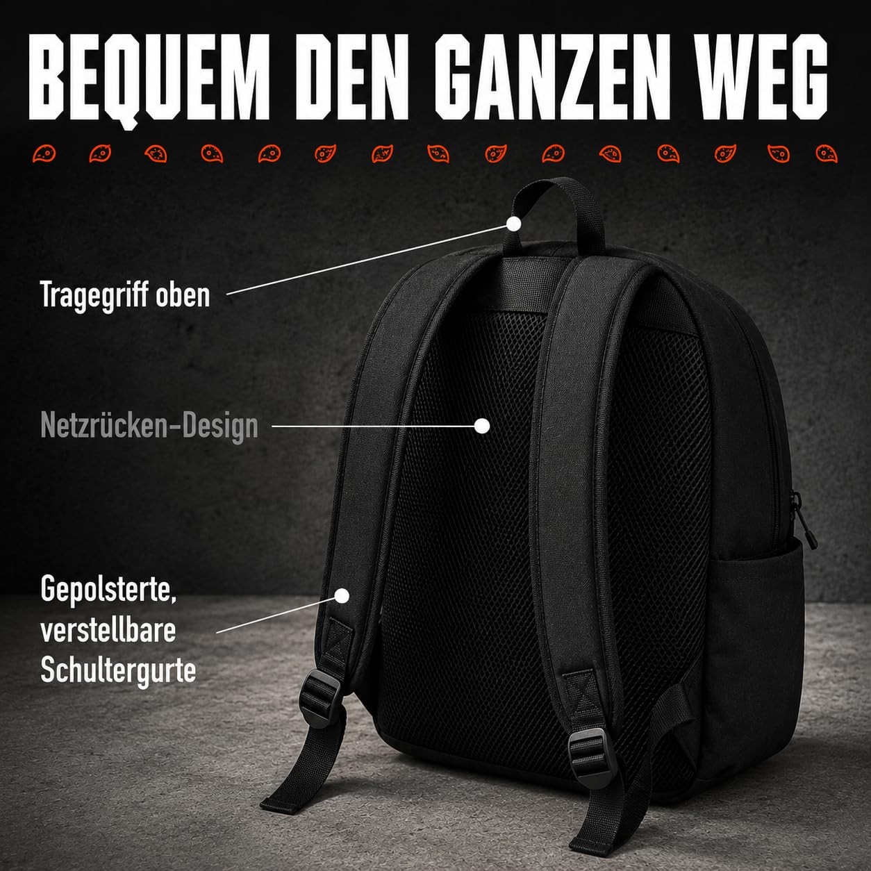 POSH Plecak szkolny, dla nastolatków, chłopców, 25 l, wentylacja pleców, czarny, poliester Oxford, tkanina siatkowa 3D, klamra z tworzywa sztucznego, do gimnazjum, szkoły zawodowej, na uczelnię, czas