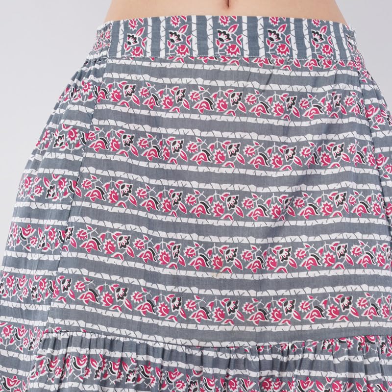 Rabhika Women’s Patterned Pure Cotton Slit Maxi Skirt, Comfortable Casual Wear Long Skirt for Women and Girls| 2XL Red 2