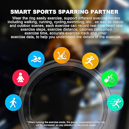 Miniatura 2 de HARMNHLT Smart Ring Health Tracker, registra la calidad del sueño, frecuencia cardíaca, temperatura corporal, oxígeno en sangre y podómetro,