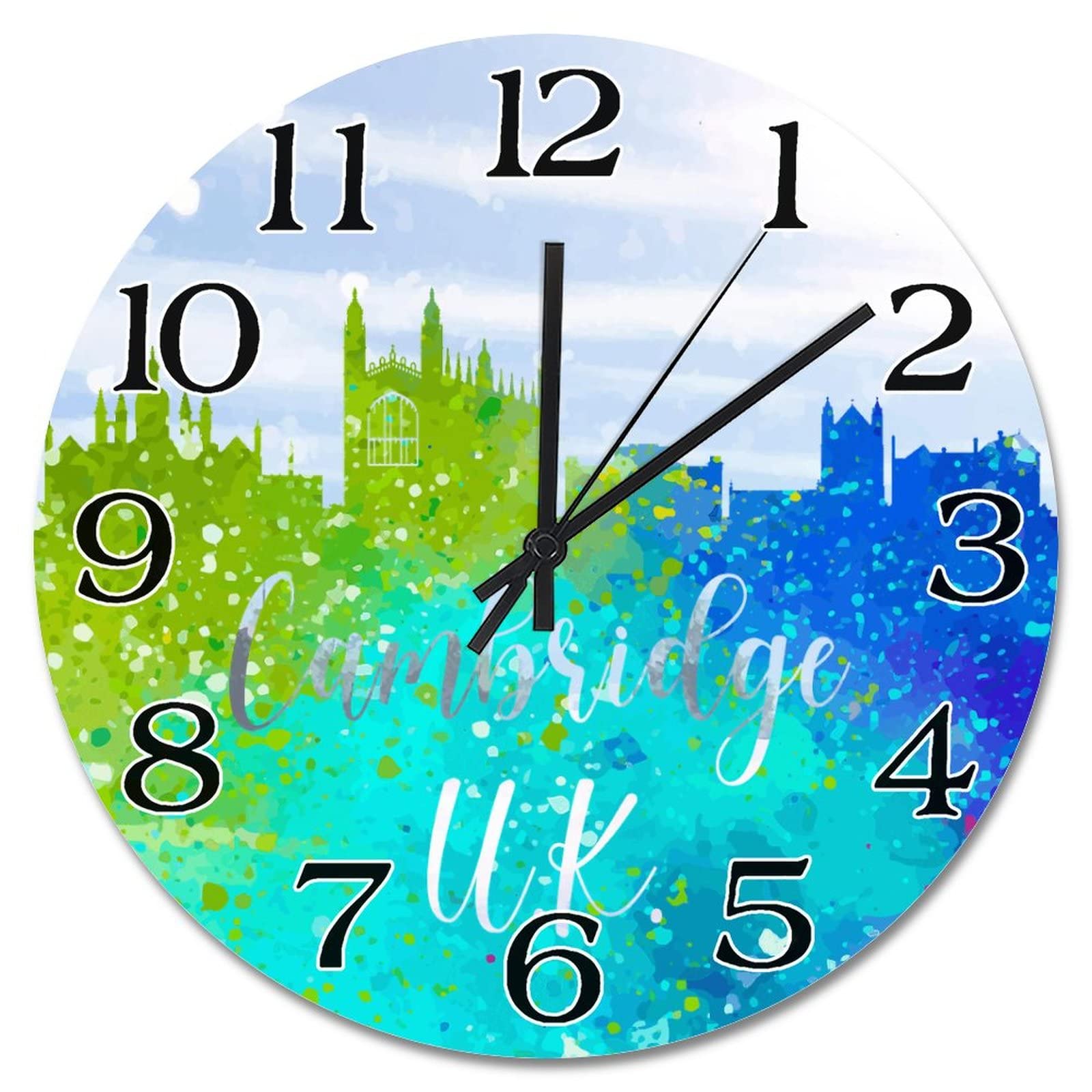 Horloge murale Cambridge silhouette design arc-en-ciel chic